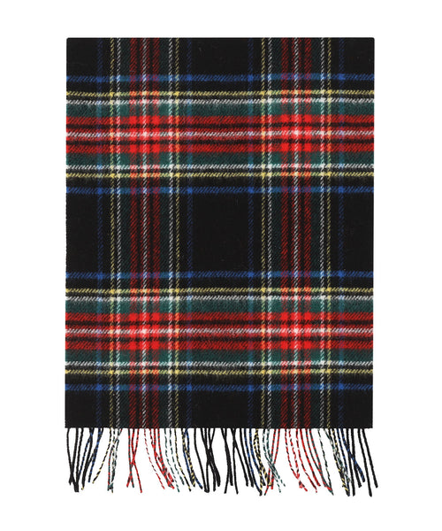 Checked Lambswool Scarf | Black Stewart Tartan