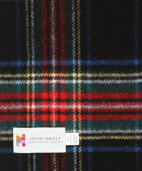 Checked Lambswool Scarf | Black Stewart Tartan