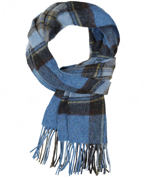 Checked Lambswool Scarf | Blue