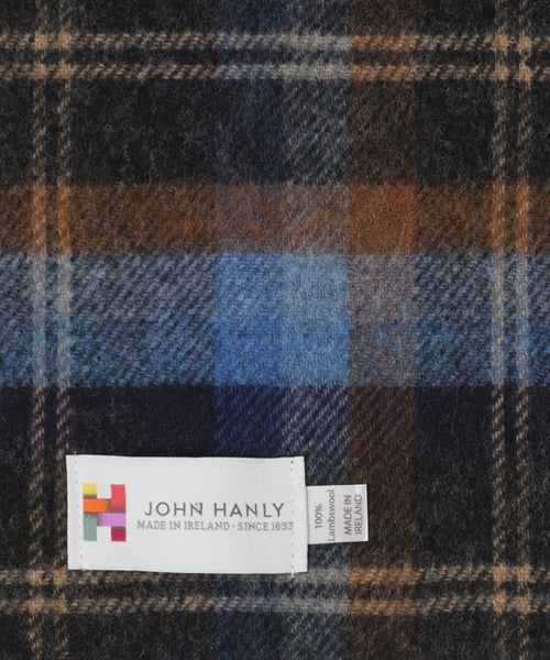 Checked Lambswool Scarf | Blue Orange Mix Check