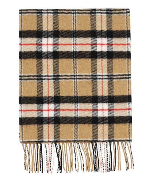 Checked Lambswool Scarf | Camel or Merrick Tartan