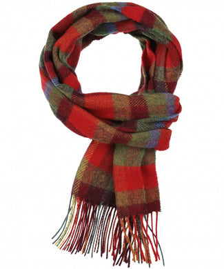 Checked Lambswool Scarf | Red