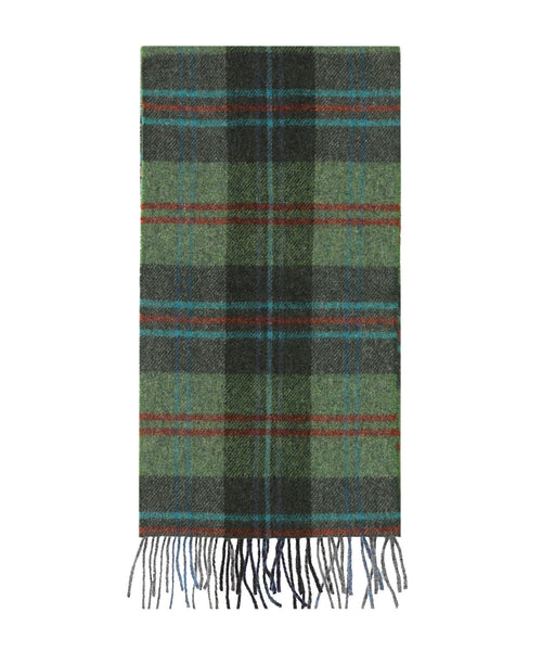 Long Lambswool Check Scarf | Green Red Overcheck Plaid