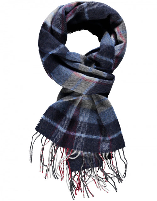 Merino Luxery Wool Scarf | Navy Wine Denim Check