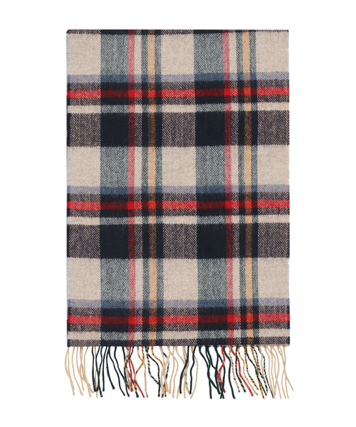 Merino Luxery Wool Scarf | Navy Red Biscuit Check