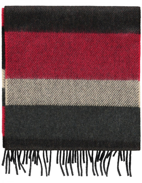 Wool Cashmere Scarf | Red Gray Mix Stripe