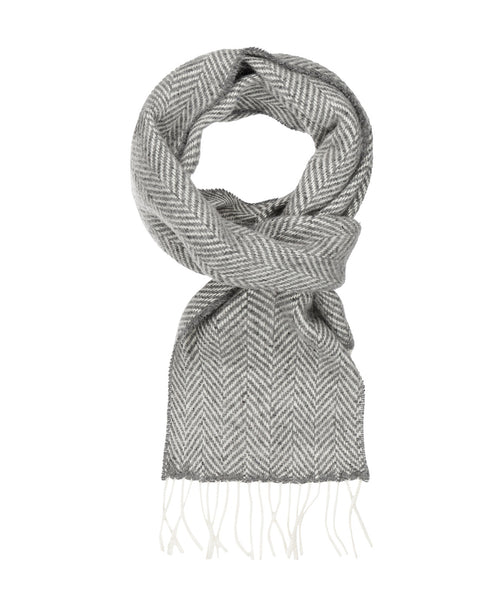 Cashmere Merino Scarf | Grey Herringbone