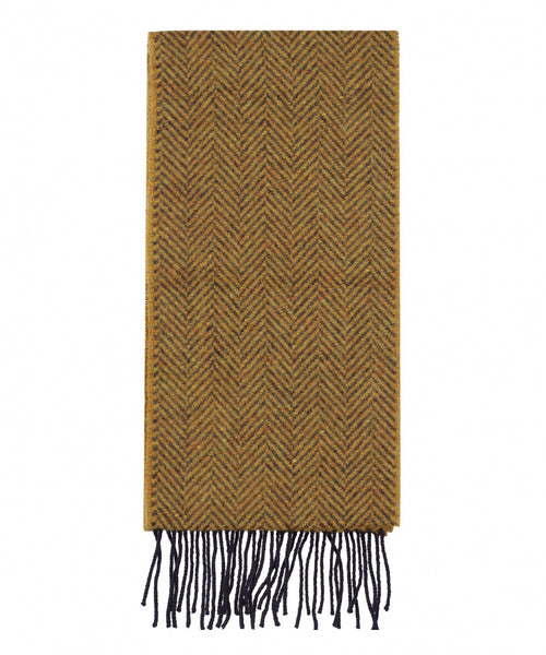 Cashmere Merino Scarf | Navy Mustard Herringbone