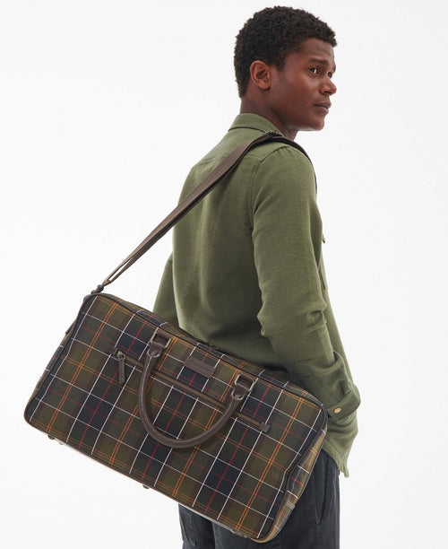 Barbour Tartan&Leather Holdall | Groen