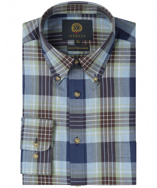 Viyella Shirt Button Down | Blauw