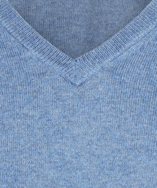 Sweater V-Neck Cotton/Cashmere | Blue