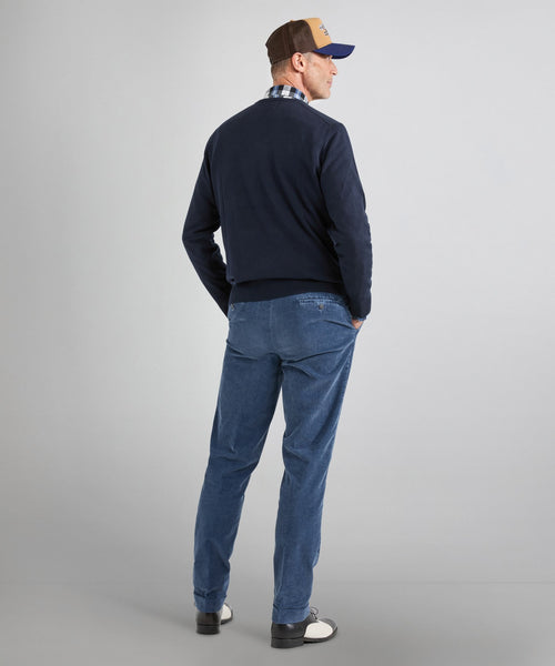 Sweater V-Neck Cotton/Cashmere | Navy Blue