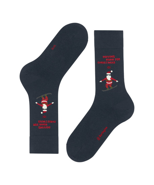 Burlington Snowboarding Santa sock | Blue