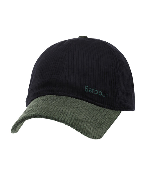 Barbour corduroy Baseball Cap Angus | Navy Blauw