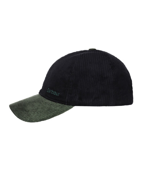 Barbour corduroy Baseball Cap Angus | Navy Blauw