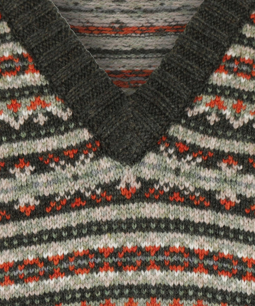 Alan Paine Fairisle Slipover | Groen