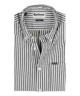 Barbour Cresswell Seersucker Overhemd Korte Mouw | Navy Blauw